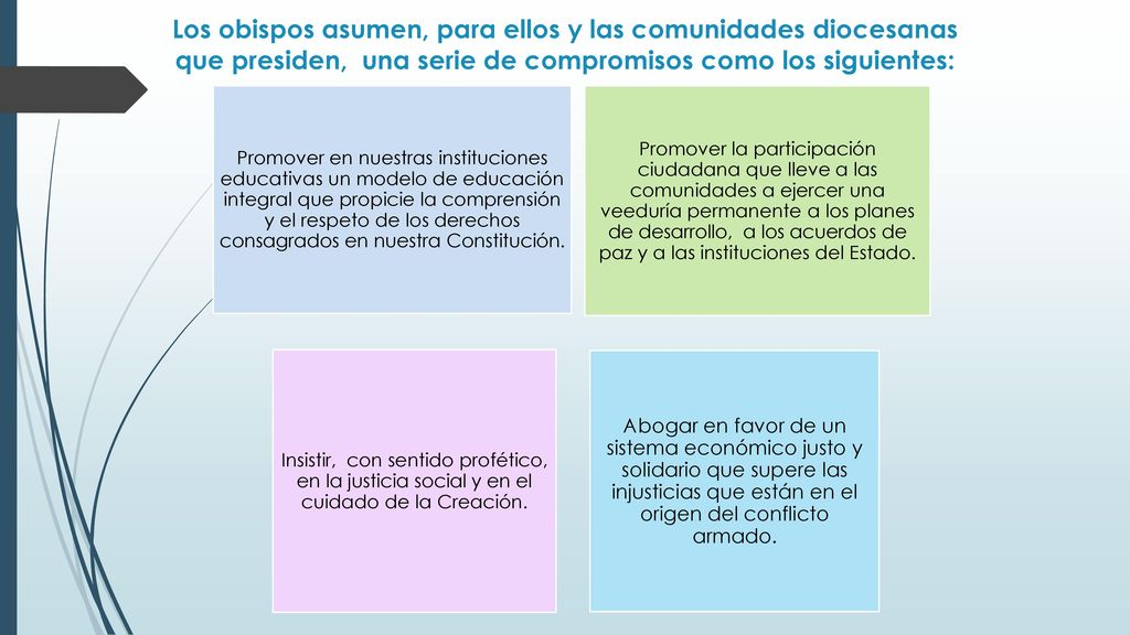 Los obispos asumen, para ellos y las comunidades diocesanas que presiden, una serie de compromisos como los siguientes: