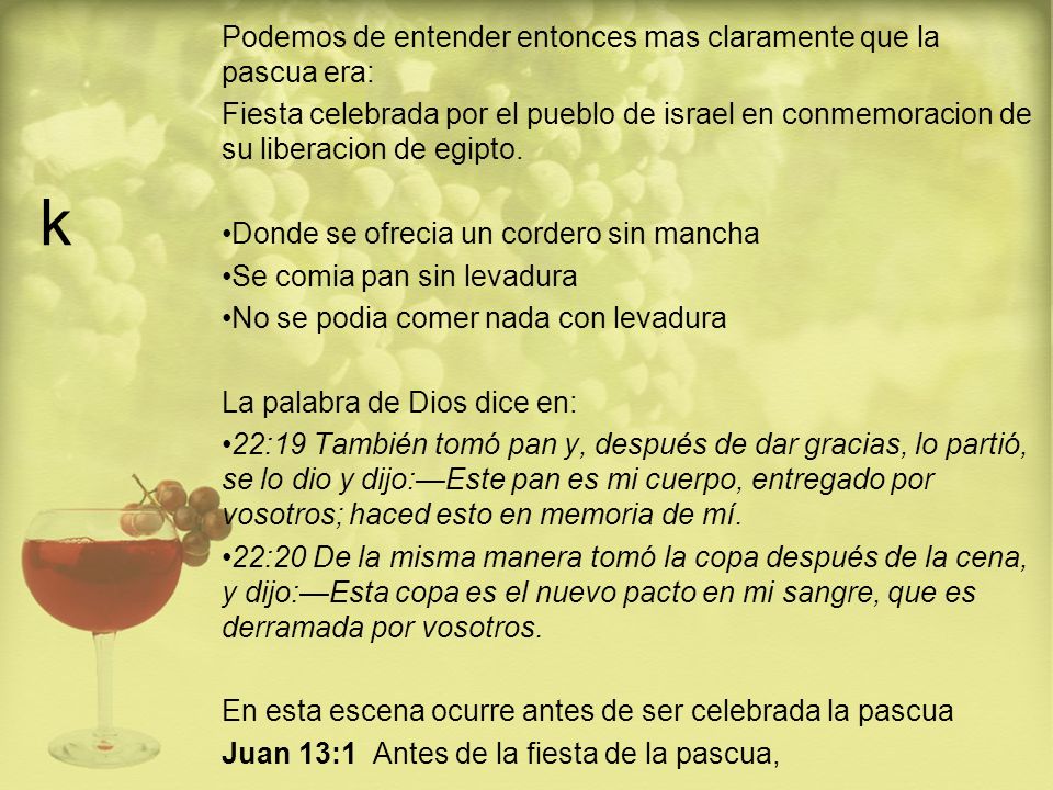 k Podemos de entender entonces mas claramente que la pascua era: