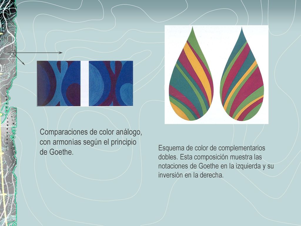 Comparaciones de color análogo, con armonías según el principio de Goethe.