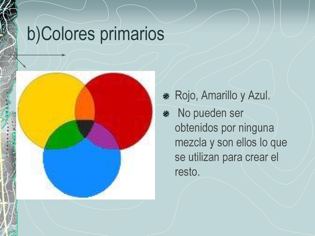 b)Colores primarios Rojo, Amarillo y Azul.