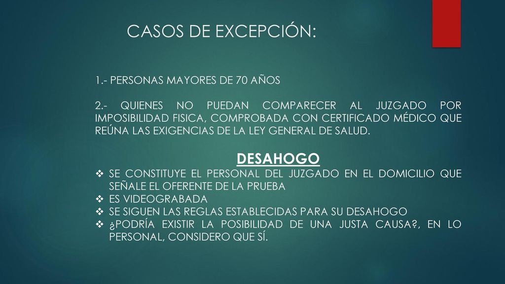 CASOS DE EXCEPCIÓN: DESAHOGO 1.- PERSONAS MAYORES DE 70 AÑOS