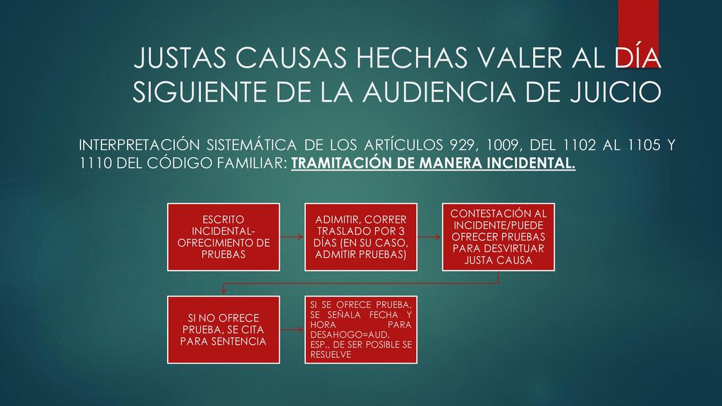 JUSTAS CAUSAS HECHAS VALER AL DÍA SIGUIENTE DE LA AUDIENCIA DE JUICIO