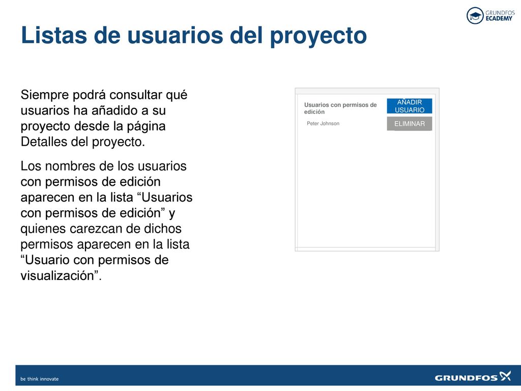Listas de usuarios del proyecto