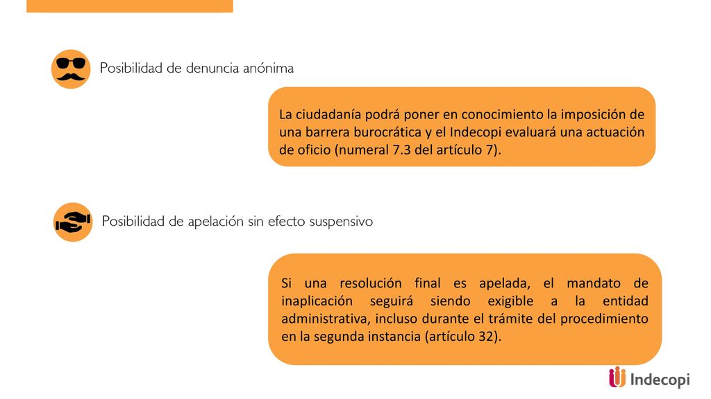 La ciudadanía podrá poner en conocimiento la imposición de una barrera burocrática y el Indecopi evaluará una actuación de oficio (numeral 7.3 del artículo 7).