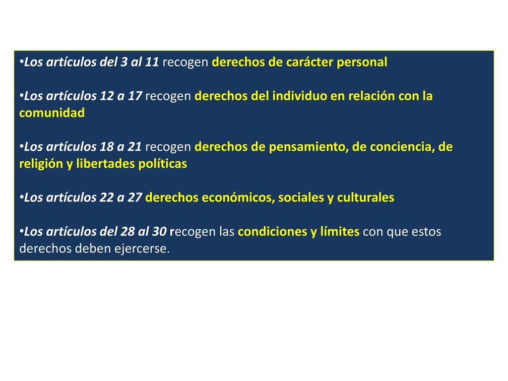 Los artículos del 3 al 11 recogen derechos de carácter personal