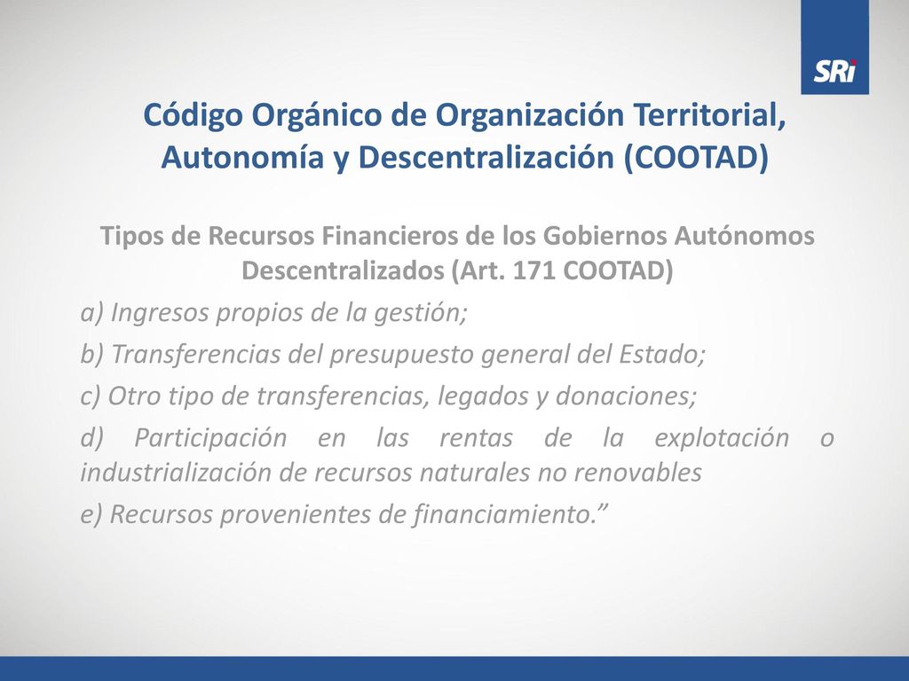 Código Orgánico de Organización Territorial, Autonomía y Descentralización (COOTAD)