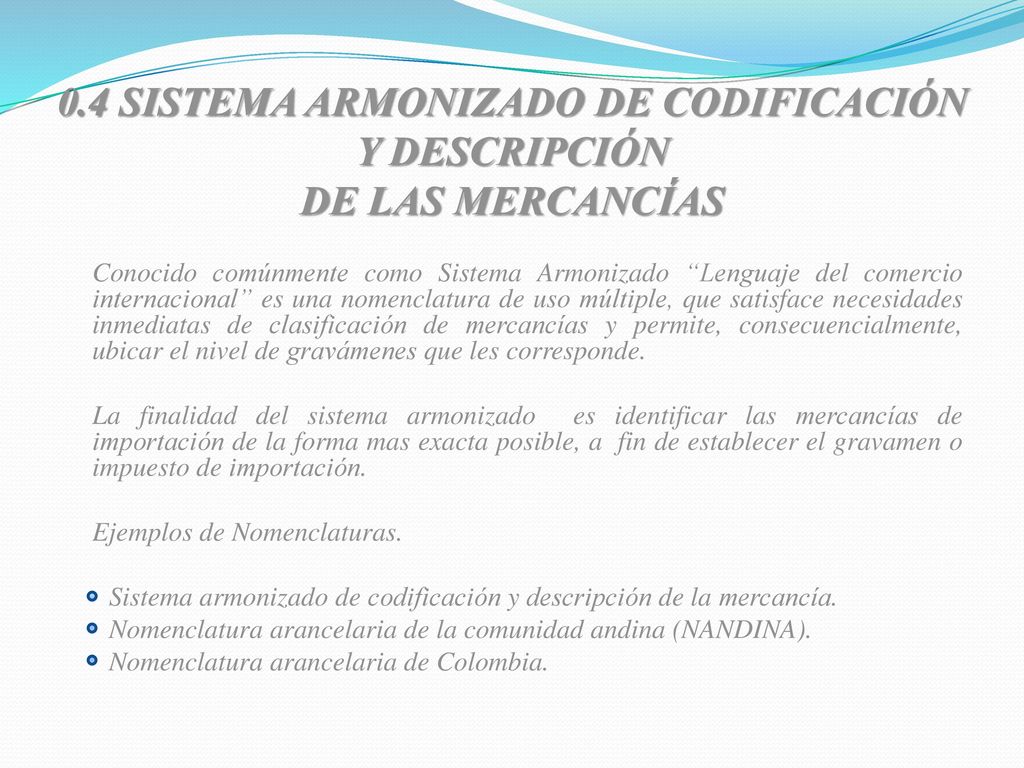 0.4 SISTEMA ARMONIZADO DE CODIFICACIÓN Y DESCRIPCIÓN DE LAS MERCANCÍAS