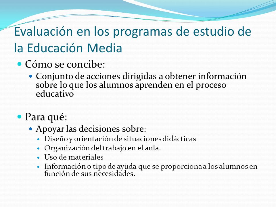 Evaluación en los programas de estudio de la Educación Media