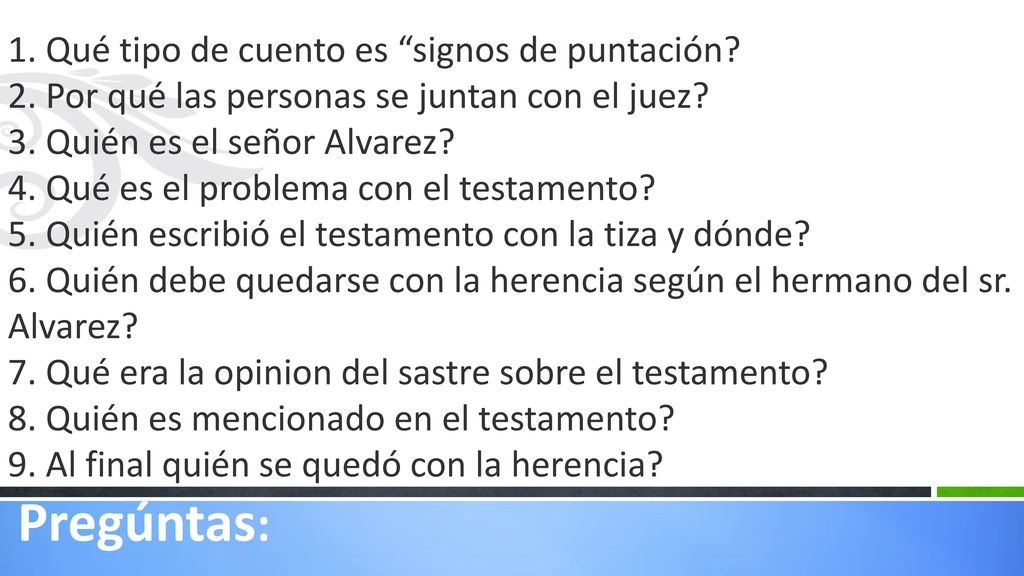 1. Qué tipo de cuento es signos de puntación. 2