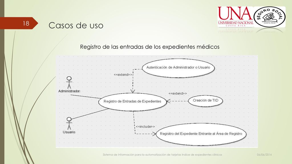 Casos de uso Registro de las entradas de los expedientes médicos