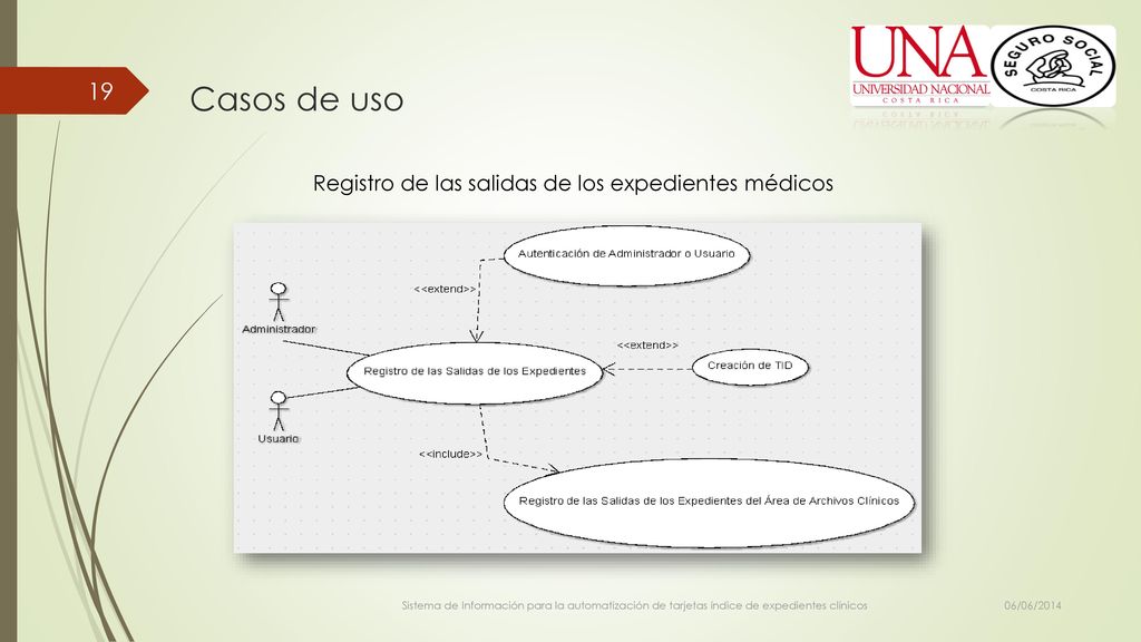 Casos de uso Registro de las salidas de los expedientes médicos
