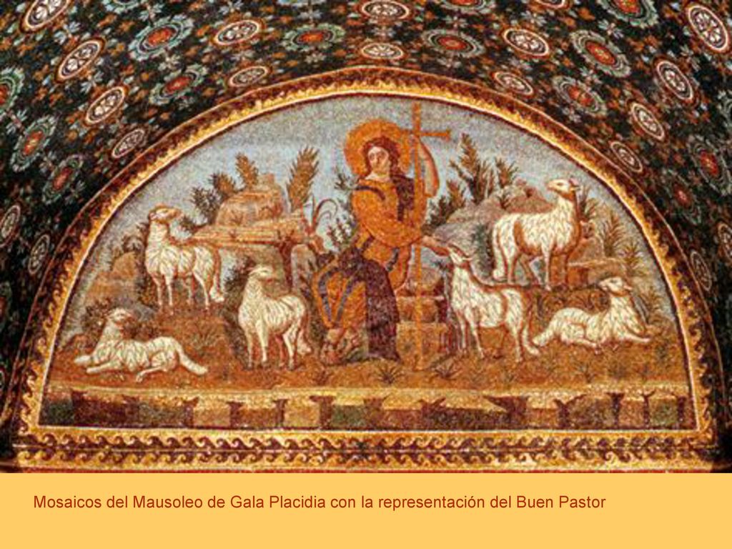 Mosaicos del Mausoleo de Gala Placidia con la representación del Buen Pastor