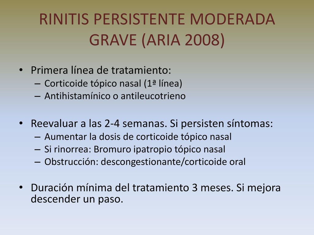 CLASIFICACIÓN ARIA Bousquet J, et al- J Allergy Clin Immunol 2001