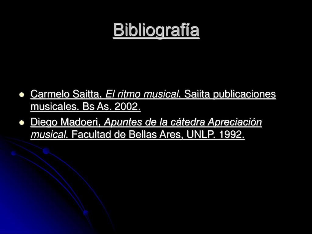 Bibliografía Carmelo Saitta, El ritmo musical. Saiita publicaciones musicales. Bs As