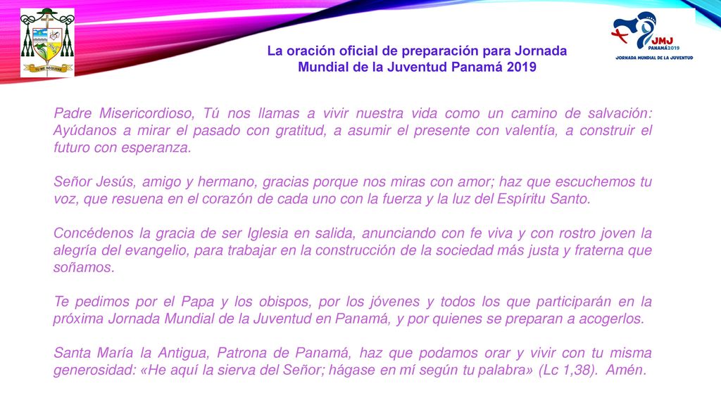 La oración oficial de preparación para Jornada Mundial de la Juventud Panamá 2019