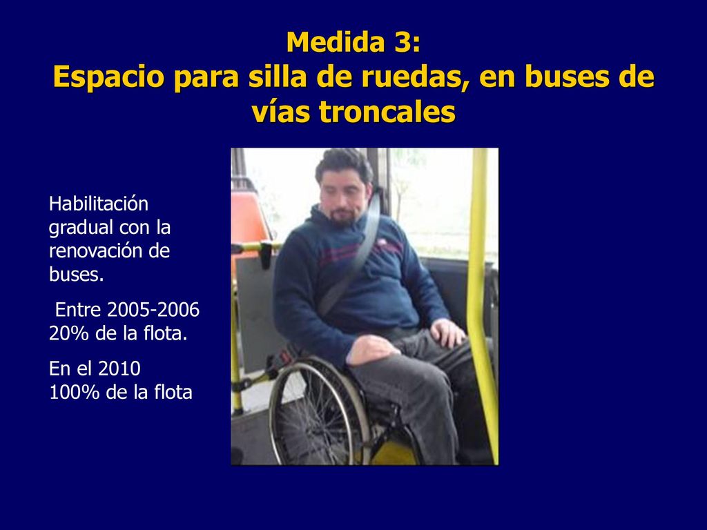 Medida 3: Espacio para silla de ruedas, en buses de vías troncales