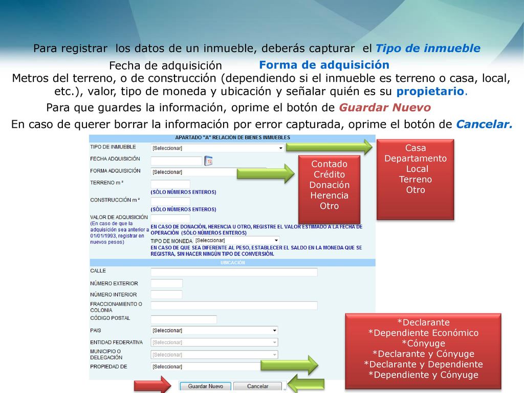 Para que guardes la información, oprime el botón de Guardar Nuevo