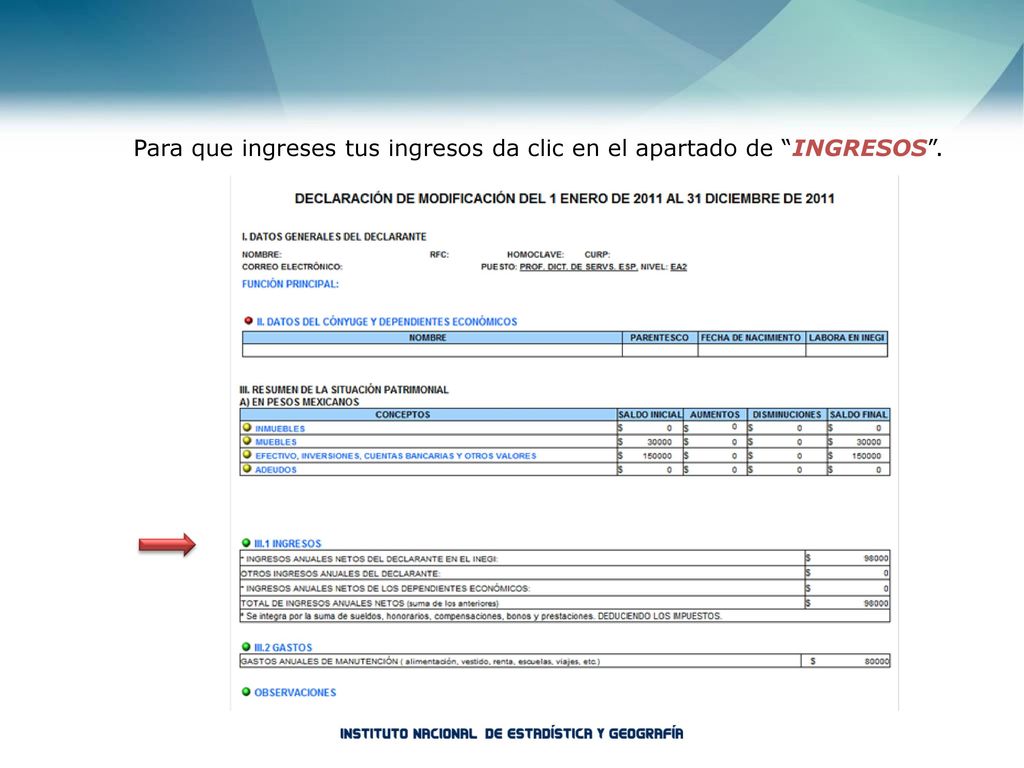 Para que ingreses tus ingresos da clic en el apartado de INGRESOS .