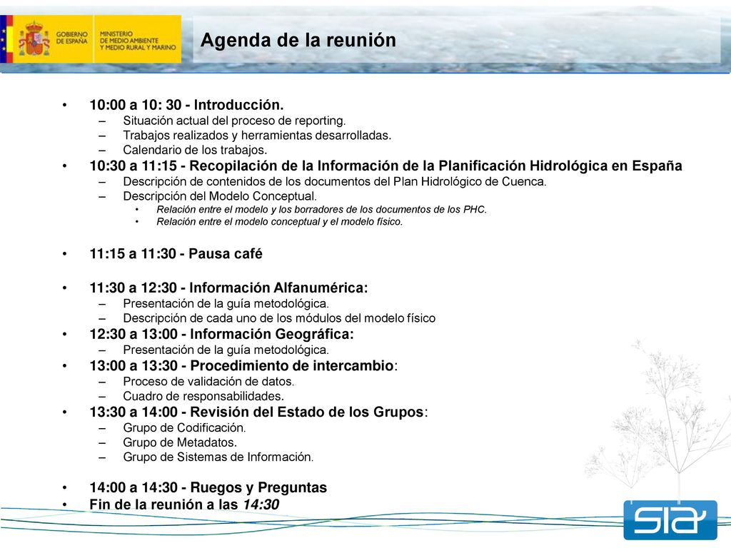 Agenda de la reunión 10:00 a 10: 30 - Introducción.