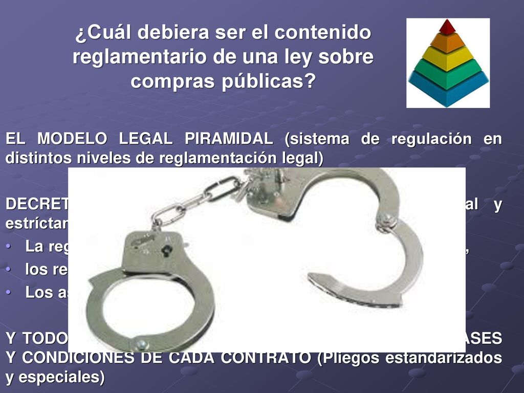 ¿Cuál debiera ser el contenido reglamentario de una ley sobre compras públicas