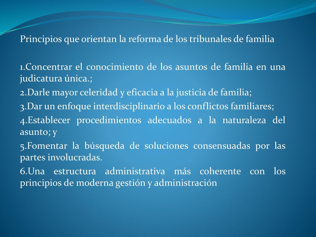 Principios que orientan la reforma de los tribunales de familia