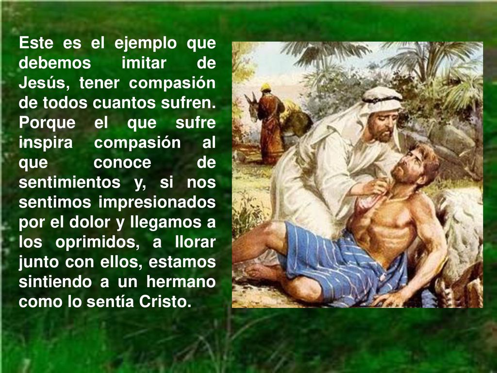 Este es el ejemplo que debemos imitar de Jesús, tener compasión de todos cuantos sufren.
