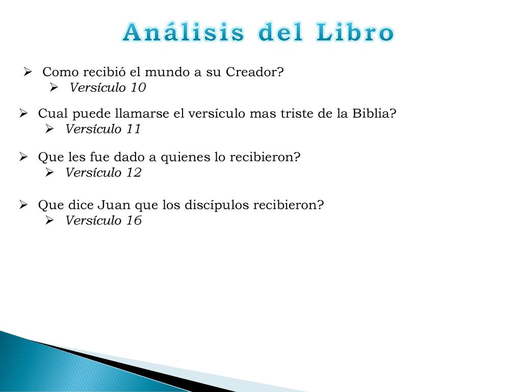 Análisis del Libro Como recibió el mundo a su Creador Versículo 10