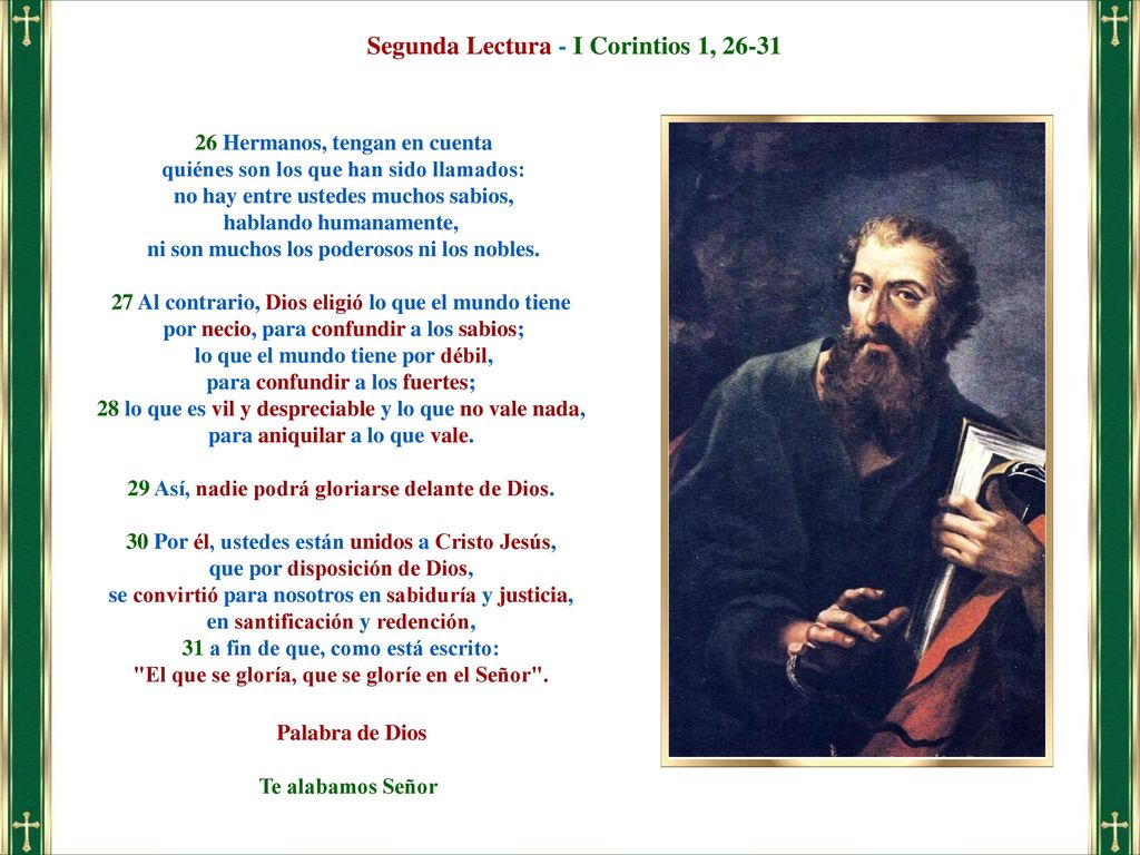 Segunda Lectura - I Corintios 1, 26-31