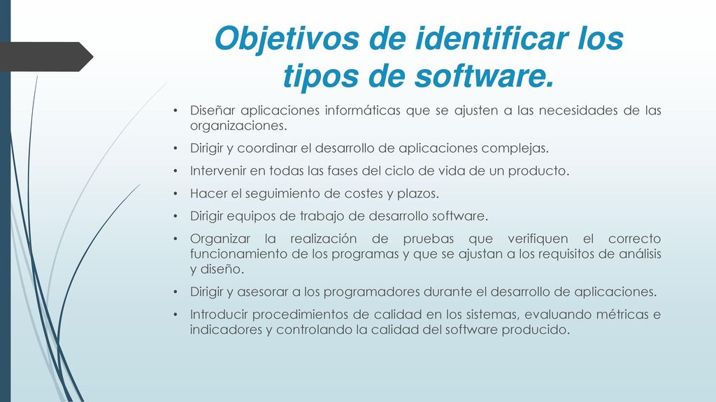 Objetivos de identificar los tipos de software.
