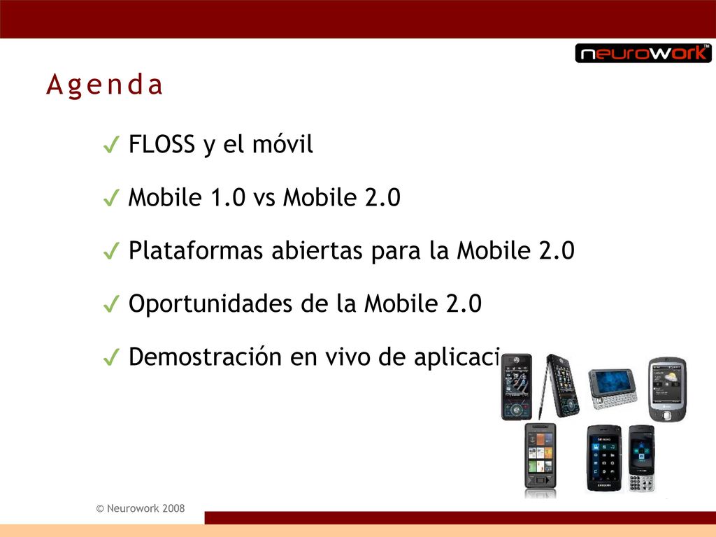 Agenda FLOSS y el móvil Mobile 1.0 vs Mobile 2.0