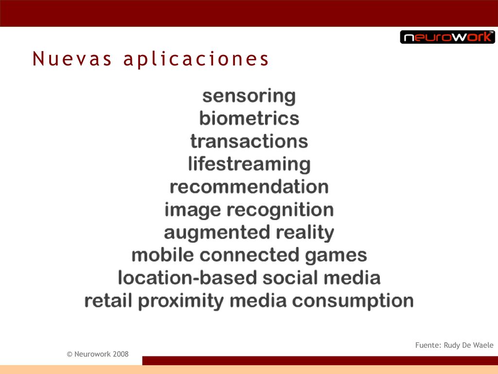Nuevas aplicaciones Fuente: Rudy De Waele © Neurowork 2008