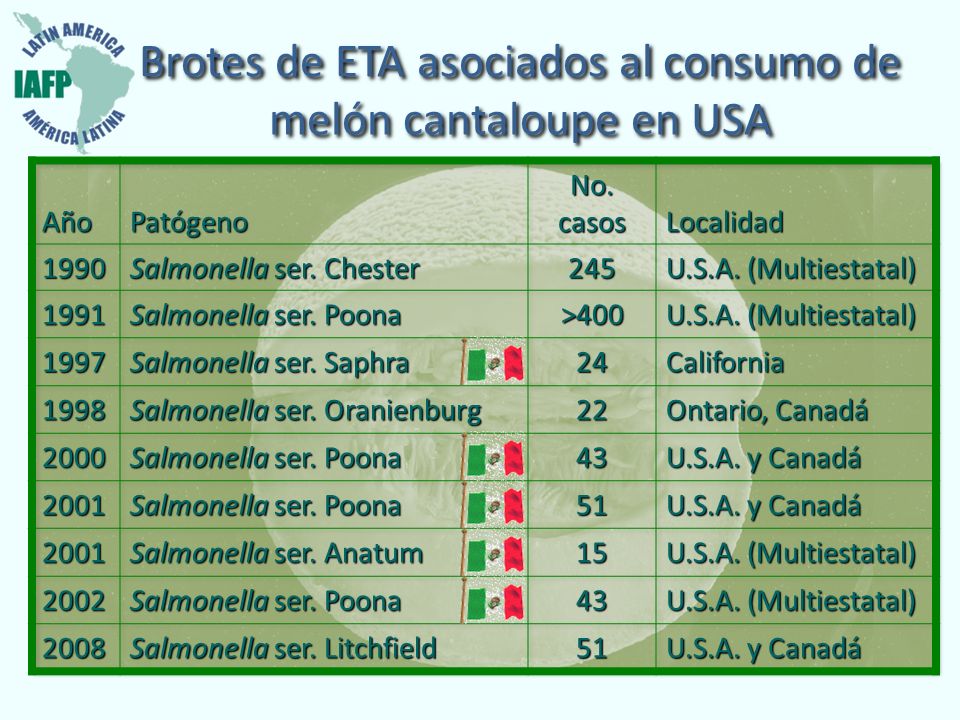 Brotes de ETA asociados al consumo de melón cantaloupe en USA