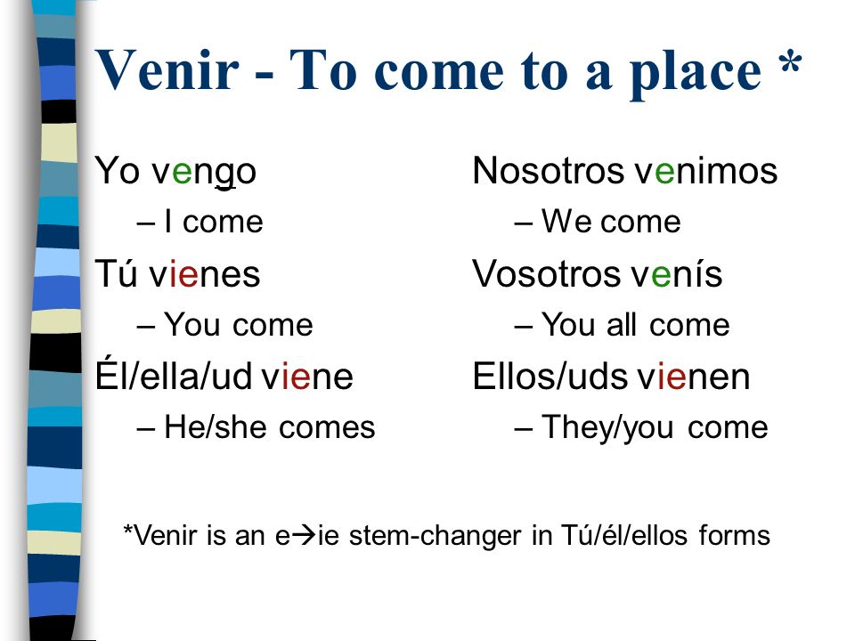 Venir - To come to a place *