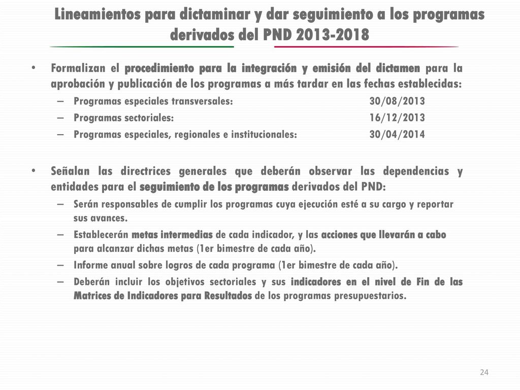 Lineamientos para dictaminar y dar seguimiento a los programas derivados del PND