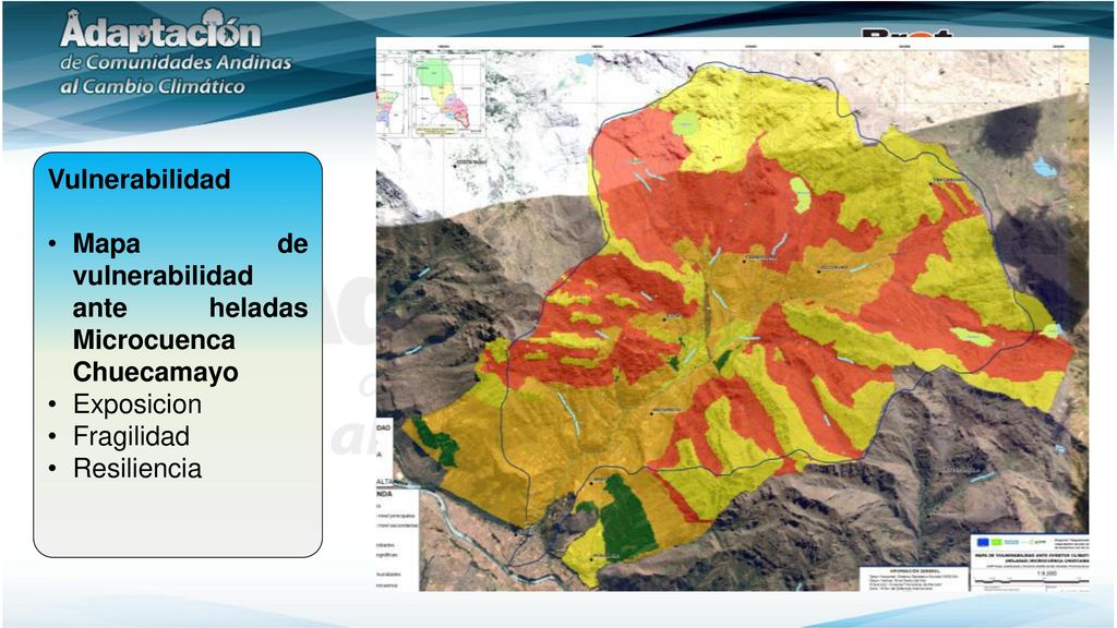 Vulnerabilidad Mapa de vulnerabilidad ante heladas Microcuenca Chuecamayo. Exposicion. Fragilidad.
