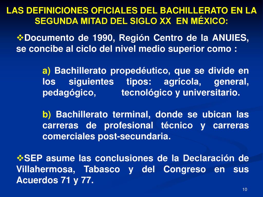 LAS DEFINICIONES OFICIALES DEL BACHILLERATO EN LA SEGUNDA MITAD DEL SIGLO XX EN MÉXICO: