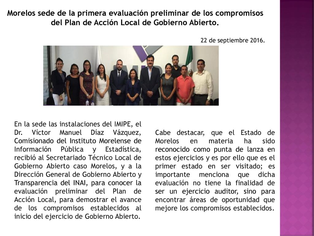 Morelos sede de la primera evaluación preliminar de los compromisos del Plan de Acción Local de Gobierno Abierto.