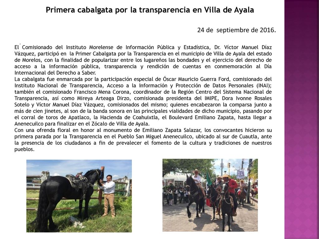 Primera cabalgata por la transparencia en Villa de Ayala