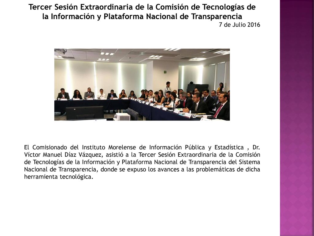 Tercer Sesión Extraordinaria de la Comisión de Tecnologías de la Información y Plataforma Nacional de Transparencia