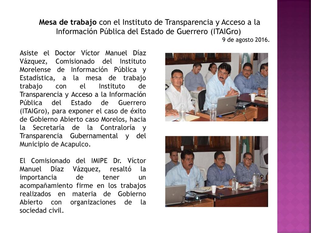 Mesa de trabajo con el Instituto de Transparencia y Acceso a la Información Pública del Estado de Guerrero (ITAIGro)