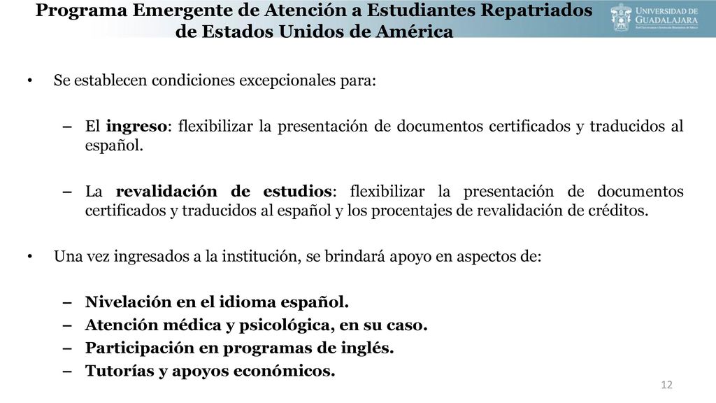 Programa Emergente de Atención a Estudiantes Repatriados de Estados Unidos de América