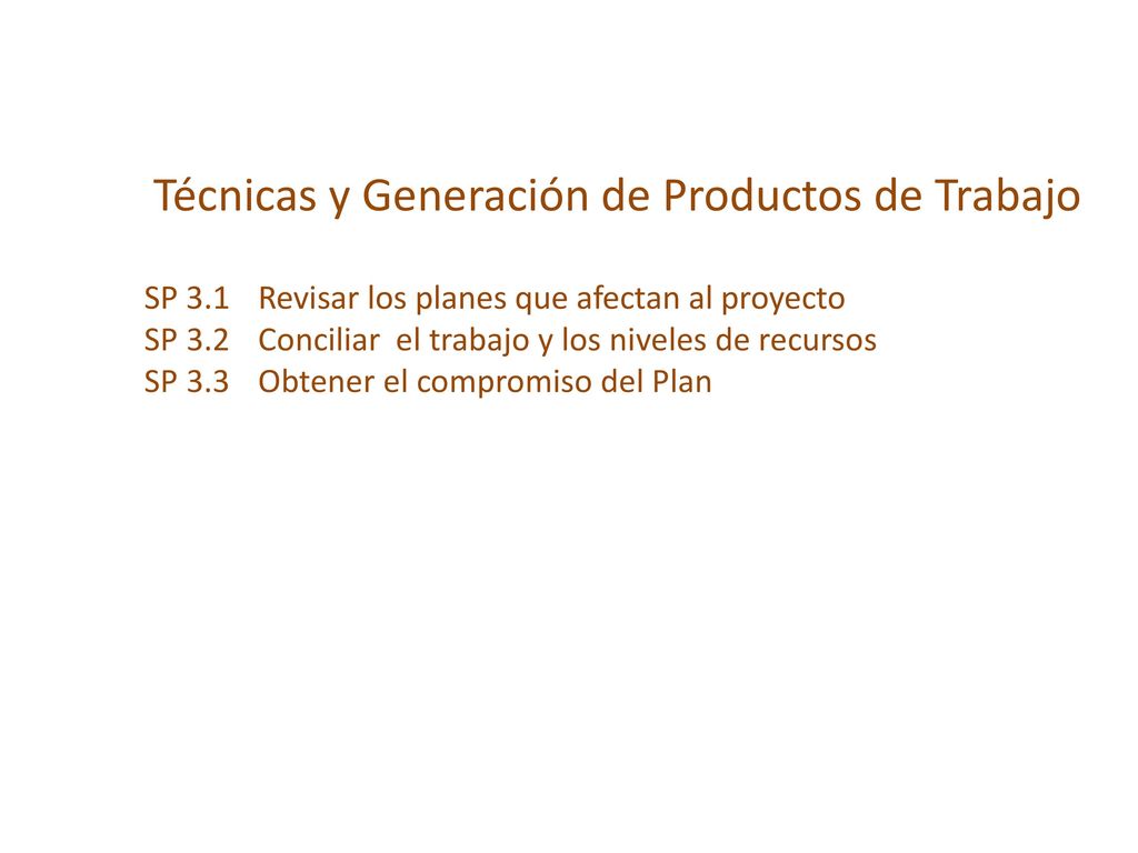 Técnicas y Generación de Productos de Trabajo