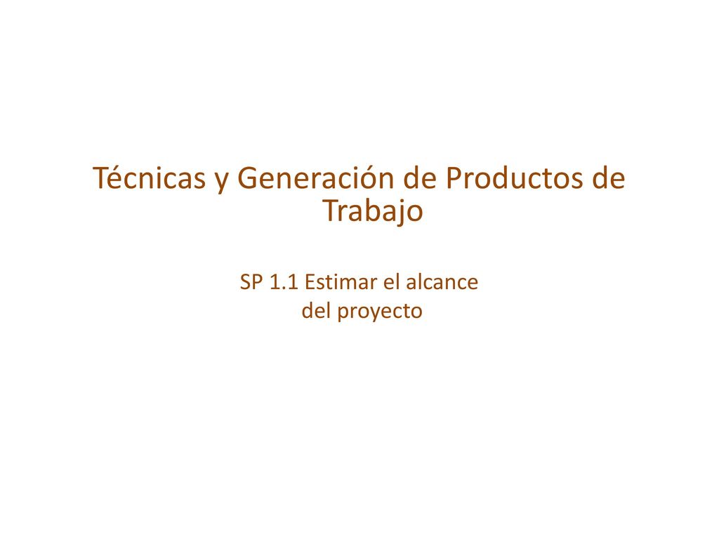 Técnicas y Generación de Productos de Trabajo
