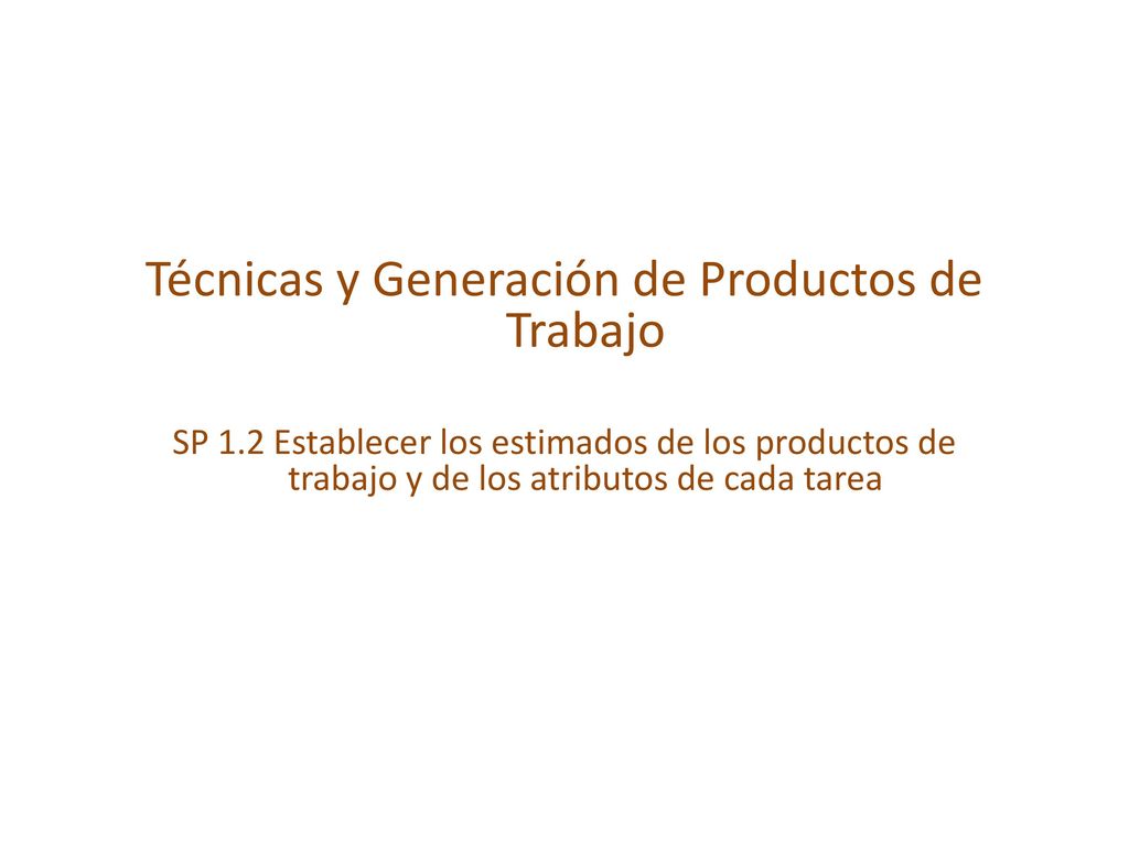 Técnicas y Generación de Productos de Trabajo