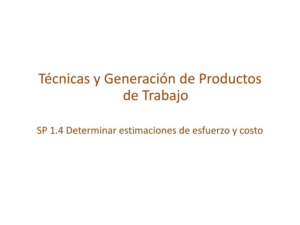 Técnicas y Generación de Productos de Trabajo