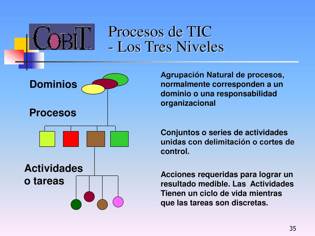 Procesos de TIC - Los Tres Niveles Dominios Actividades o tareas