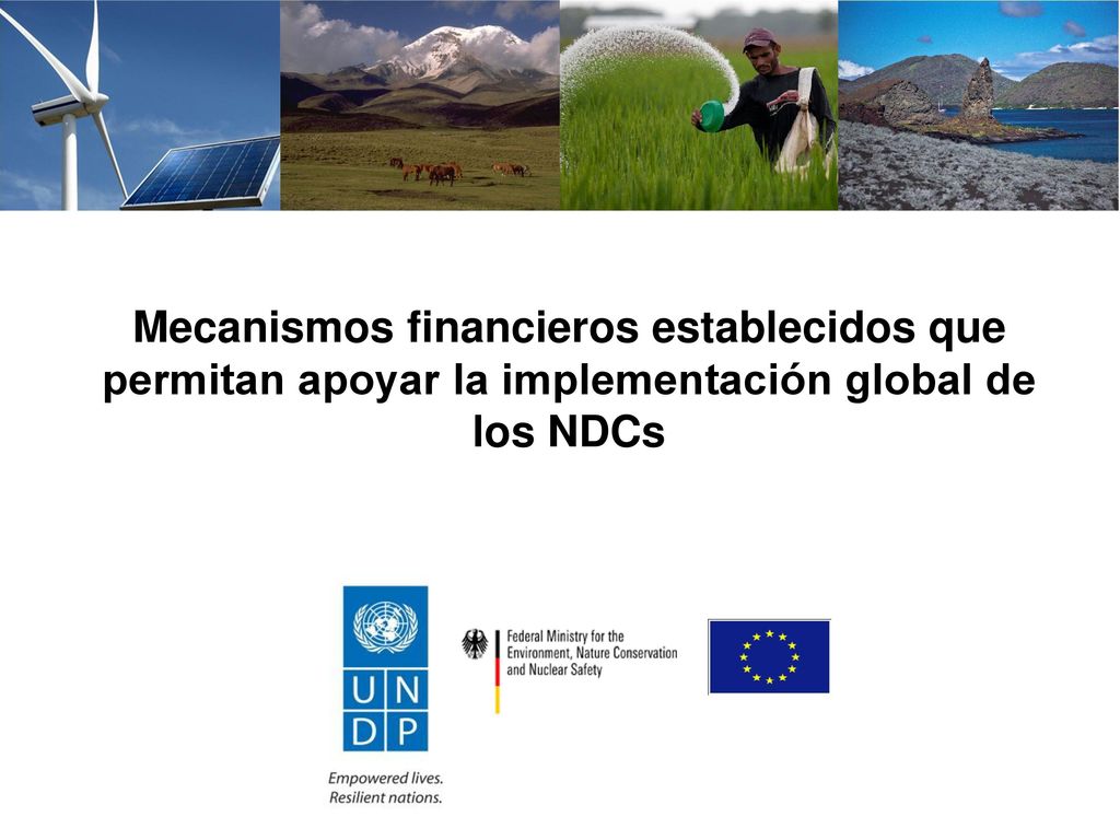 Mecanismos financieros establecidos que permitan apoyar la implementación global de los NDCs