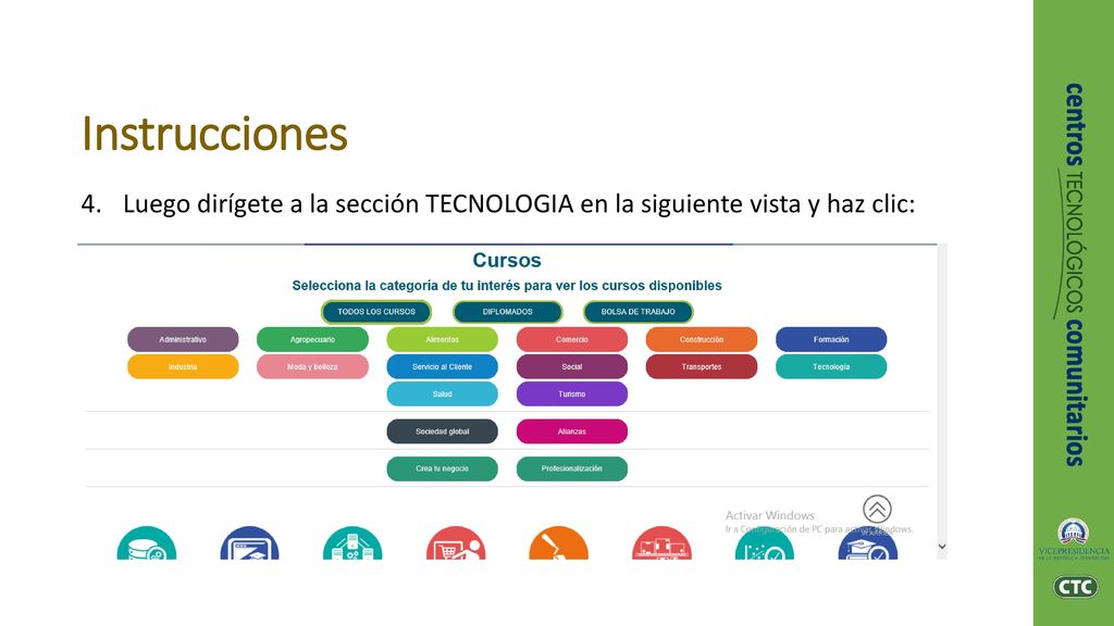 Instrucciones Luego dirígete a la sección TECNOLOGIA en la siguiente vista y haz clic: