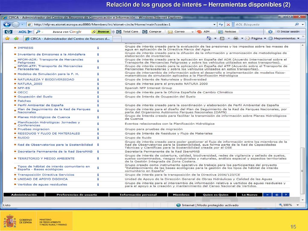 Relación de los grupos de interés – Herramientas disponibles (2)