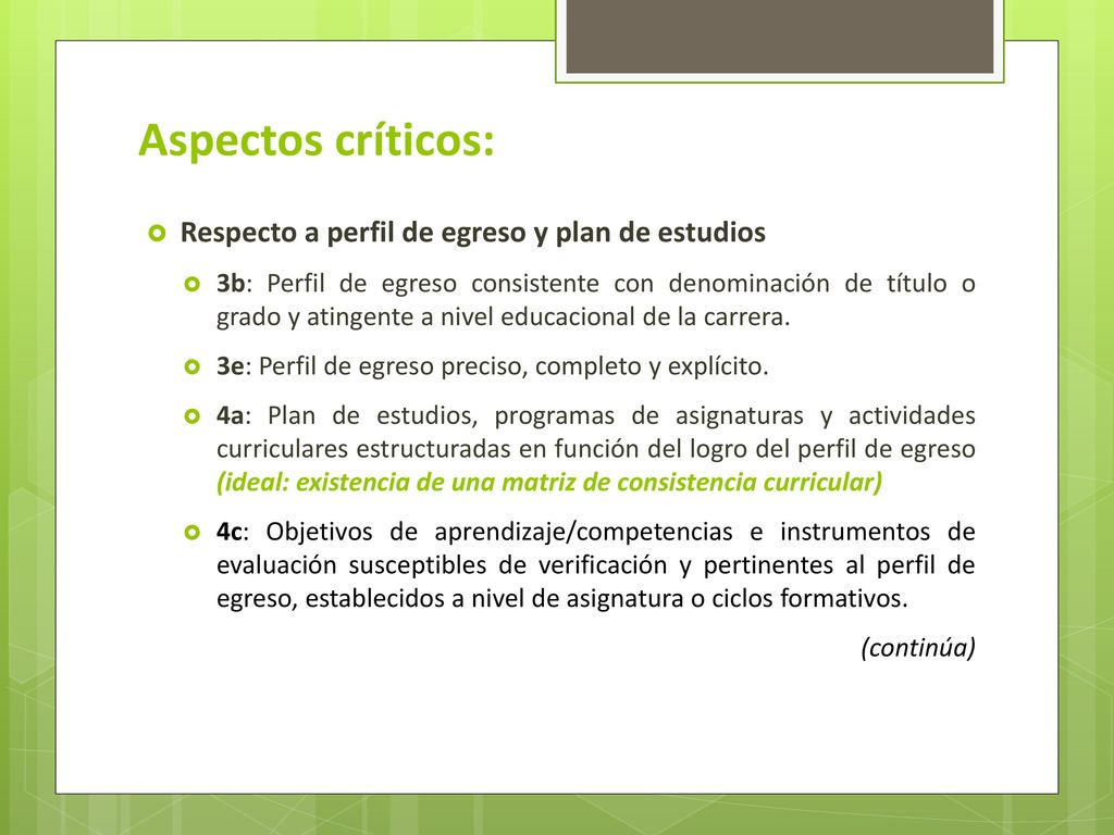 Aspectos críticos: Respecto a perfil de egreso y plan de estudios